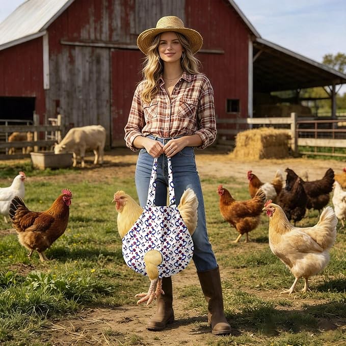 Chicken Carrier Sling Holder Bag with Handle, Driving Poultry Carriers Handbag for Farm Owners and Pet Lover Chicken Holder Poultry Travel (White#C)