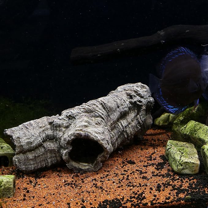 Reptile Hides Cave, Fish Tank Decor Tree Trunk Reptile Aquarium Decorations | 12’’ Large Aquarium Decor, Bark Texture Resin Ornament for Reptile Fish Tank 10+ Gal, Hideout for Fish Lizard Leopard Gecko