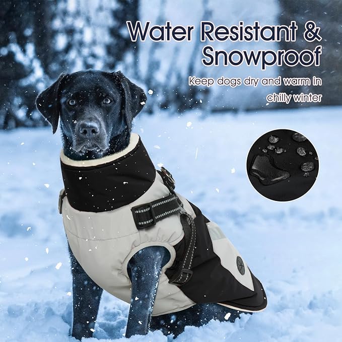 IECOii Warm Small Dog Coat Harness with D Ring -Black,Small- Zip Small Dog Jacket Winter Reflective, Fleece Lined Dogs Snowsuit Snow Jacket,Pet Clothes for Small Dogs Yorkshire Terrier Bichon Shih