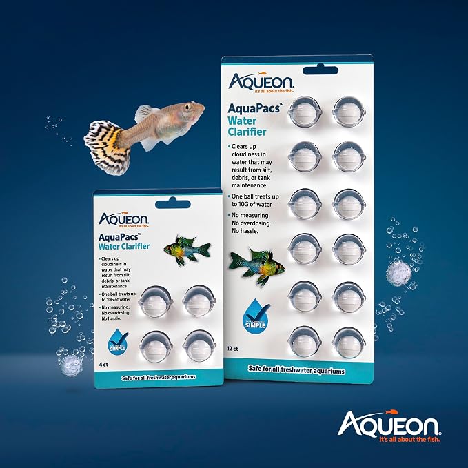 Aqueon AquaPacs Water Clarifier, for Freshwater Aquariums, 4 Pack