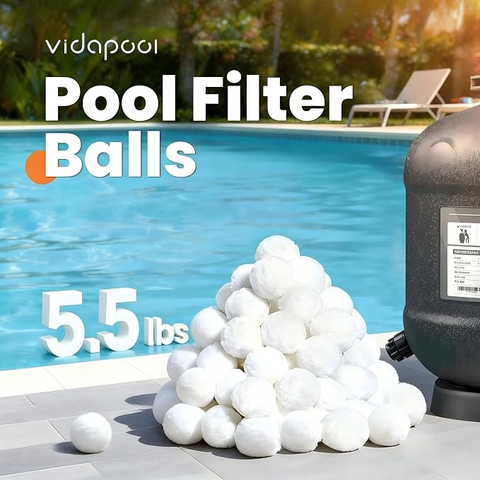 5.5 lbs Pool Filter Balls for Sand Filter, Replaces 180 lbs Sand | Reusable White Filter Balls for Swimming Pools, Lightweight Pool Filter Sand Replacement, Efficient Sand Filter Ball