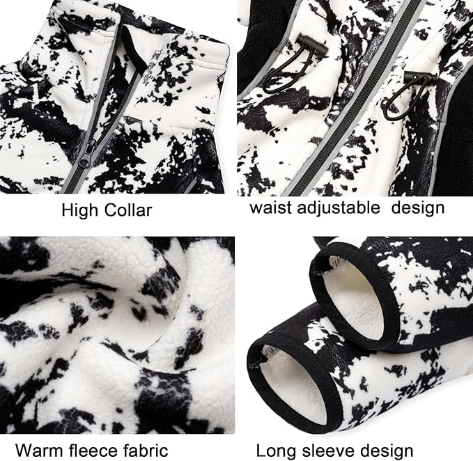 Fleece Dog Coat for Small Medium Dog,Pullover Pajamas Jumpsuit Bodysuit Puppy Coats with Legs, Pet Windproof Warm Cold Weather Jacket Full Body Vest Cozy Snowsuit Outfit Clothes (White, L)