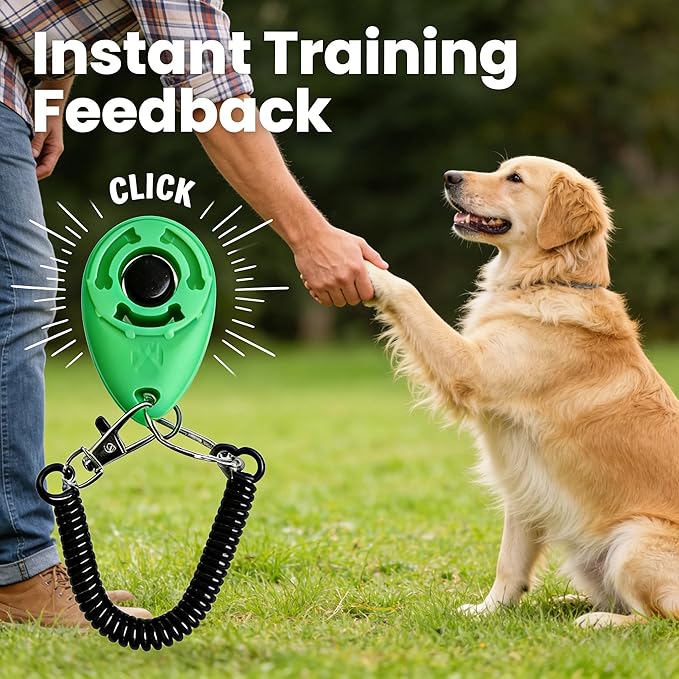 Dog Training Clicker with Wrist Straps, Clicker Dog Trainer for Puppy Cats and Pet Behavioral Obedience Teaching, 4-Pack