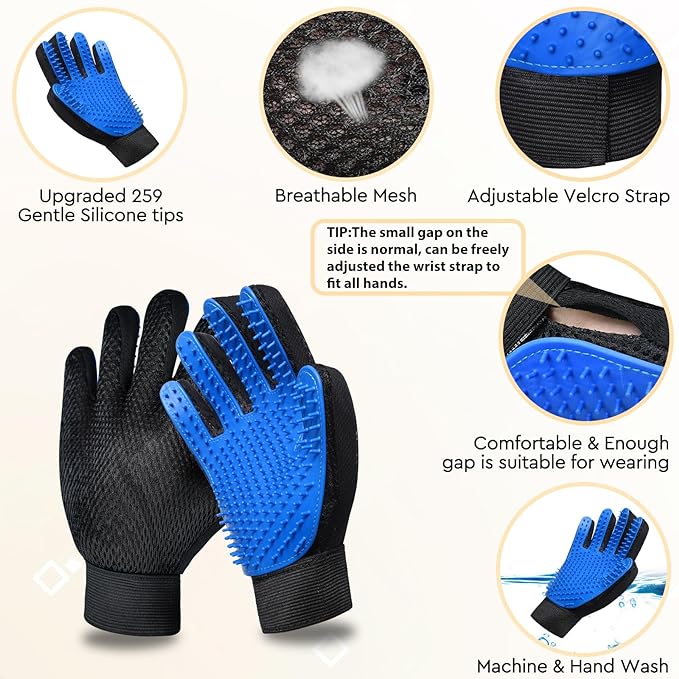 Cat Grooming Glove Brush,Self-Cleaning Slicker Pet Brush for Short and Long Haired Pets,Dog Bath Brush for Shedding and Grooming,Removes Loose Hair and Tangles,Promote Circulation