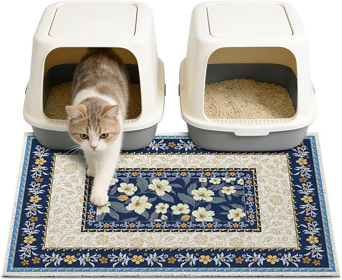 Unicorn Catcher Cat Litter Mat Non-Slip Bottom Litter Box Mat Urine-Proof Soft Litter Mat for Cats Waterproof Pads Protects Floors Cat Mat for Litter Box