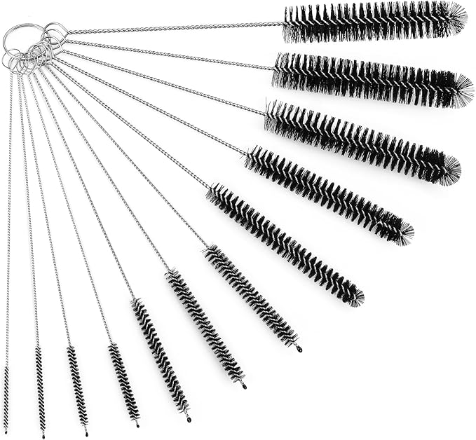 Ixiaoyoo Straw Cleaner Brush Set, 12 Pieces Botthle Cleaning Brush and Nylon Tube Brush Brush, 11.8 Inch Long Cleaning Brush Kit for Water Bottle, Straws on Tumbler, Sippy Cup, Tea Pot Spout | Black Straw Cleaner Brushes for Tumbler, Sippy Cup, Water B...