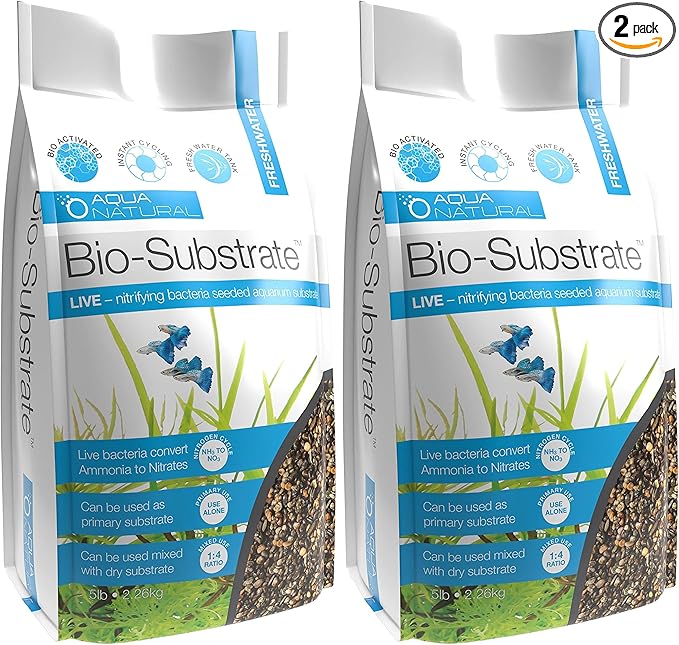 AquaNatural Midnight Pearl Bio-Substrate 5lb for Aquariums, Gravel seeded Start up bio Active nitrifying Bacteria 2-4mm, Brown, Black, Gold, Small (BIOFRESH003) (Pack of 2)