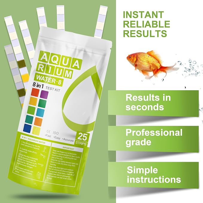 AAwipes Aquarium Test Strips 8-in-1 |125 Strips Bag Packs| Test pH, Carbonate, Alkalinity, Hardness, Chlorine, Nitrite, etc. (K02-125)