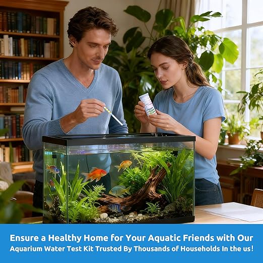 SEAOURA 9-in-1 Aquarium Test Kit for Fish Tanks - 135 Strips Water Testing Strips for Aquariums & Ponds Accurate Testing Iron，Copper，Nitrate，Nitrite，Chlorine，Hardness，Alkalinity，Carbonate，pH