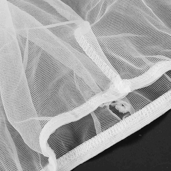 4X Bird Cage Cover Seed Catcher Bird Cage Mesh Net Cover Skirt Guard (White-M)