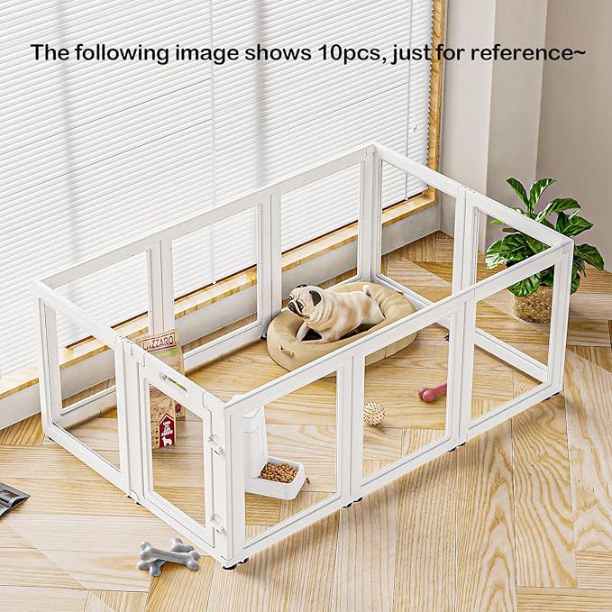 Clear Acrylic Dog Playpen Transparent Dog Playpen Indoor, Easy Assemble Clear Pet Pen for Puppy Bunny Cat Pig, Sturdy & Easy Cleaning Plastic Dog Puppy Fence