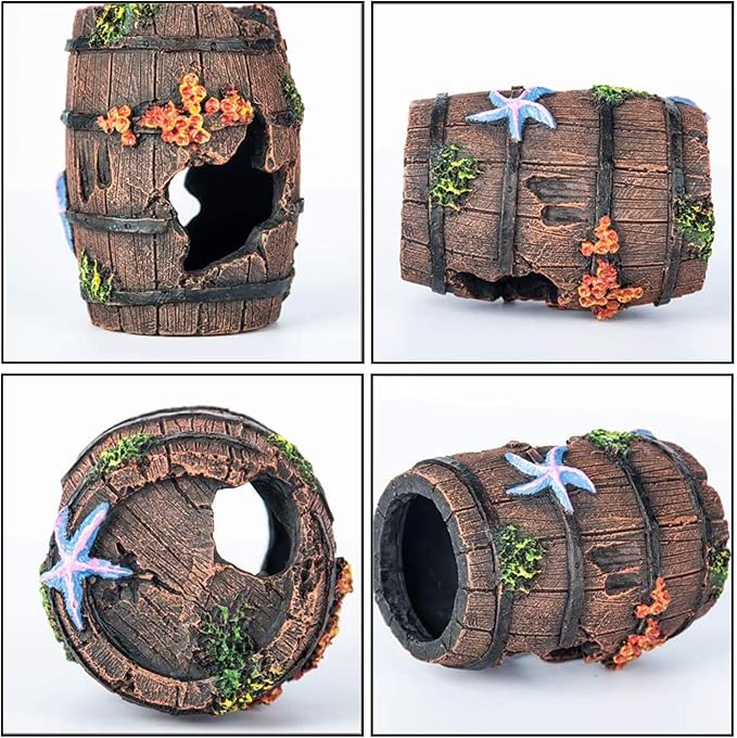 WishLotus Aquarium Fish Tank Decorations, Aquarium Hideout House Theme Plastic Plants Fish Cave Aquarium Castle Mermaid Ornaments, Shipwreck Hideouts Fish Tank Accessories Décor