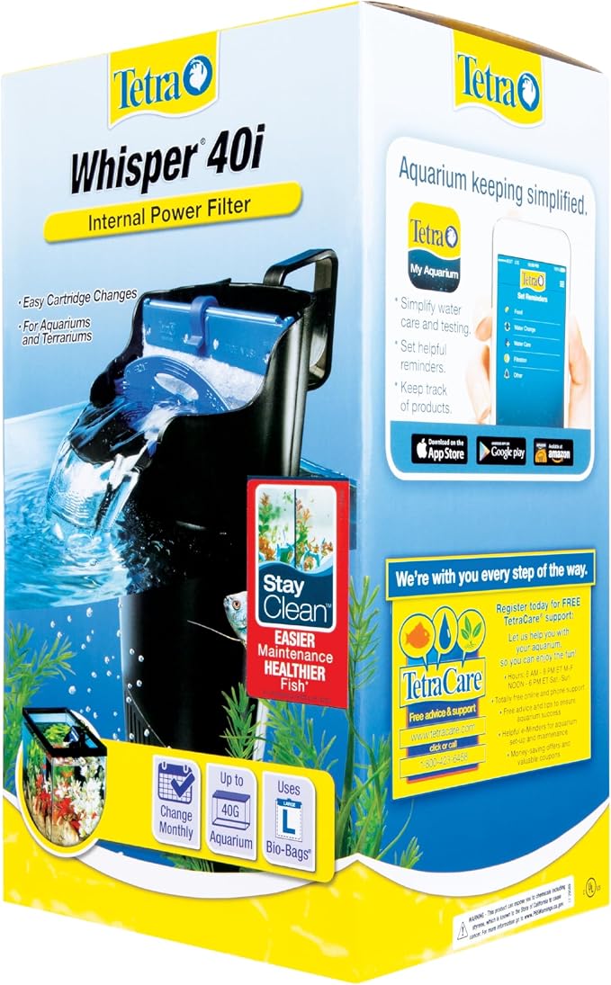 Tetra Whisper Internal Power Filter, Large Bio-Bag Filter Cartridges, 3-Stage Filtration, 20-40 gal (Pack of 12)