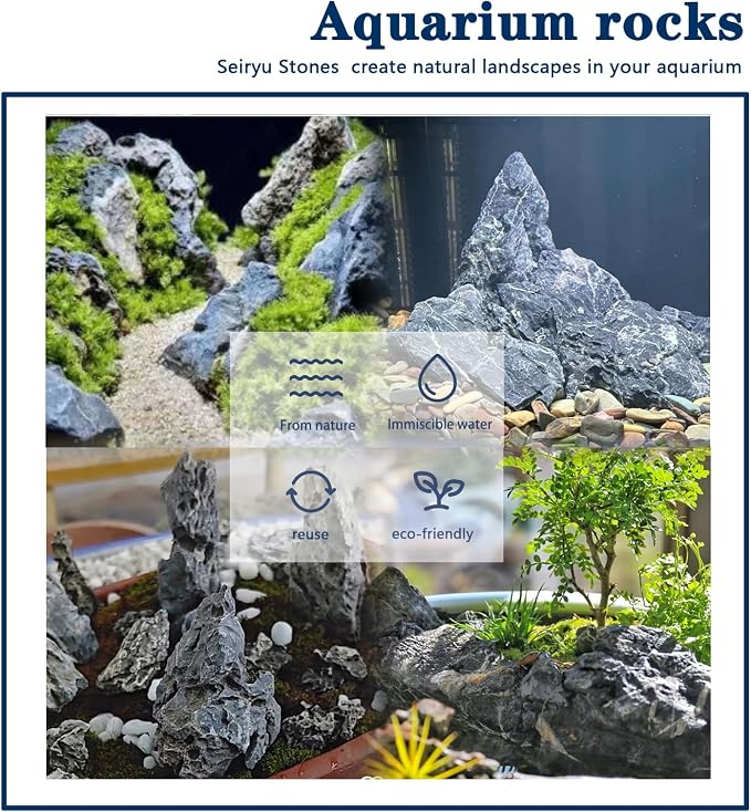 Dragon Stone Aquarium Rock Seiryu Stone for Aquariums, Fish Tanks, Bonsai, Terrariums, Wargaming Dioramas, Indoor or Outdoor Gardens-40lb(2-10 Inch)