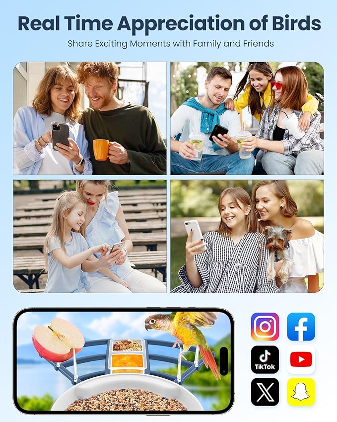 Mother’s Day Present, Smart Bird Feeder with Camera, Solar Powered Bird Feeder Camera with AI Bird Identification, Bird Watching Camera Outdoor, Auto Capture & Notify, Ideal Present for Bird Lover