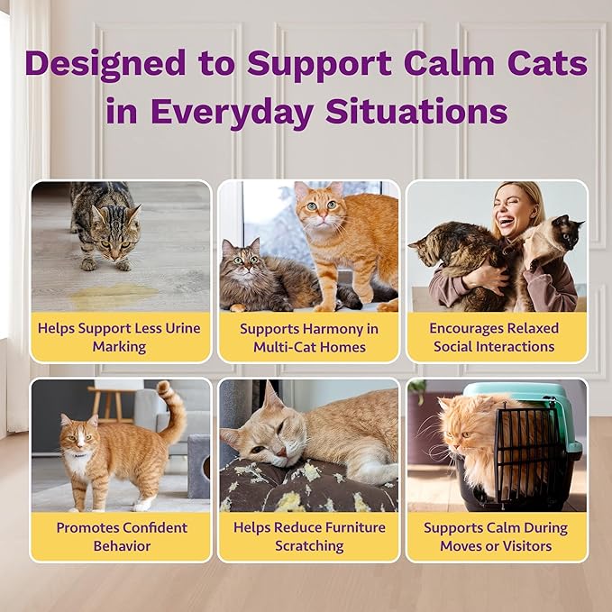 TopSum Cat Calming Pheromone Diffuser: Feline Pheromones Plug in for Stress, Along At Home, Spraying, Fighting, Scratching, Aggression & Excessive Meowing (Purple– 2 Diffusers+2 Refills)