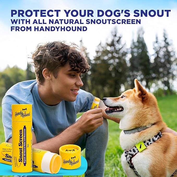 Handy Hound SnoutScreen Dog Nose Balm and Paw Balm, Moisturizing Formula for Dry or Cracked Noses, Vet Recommended, Made in USA, Protects Against UVB and UVC Rays, 1 oz