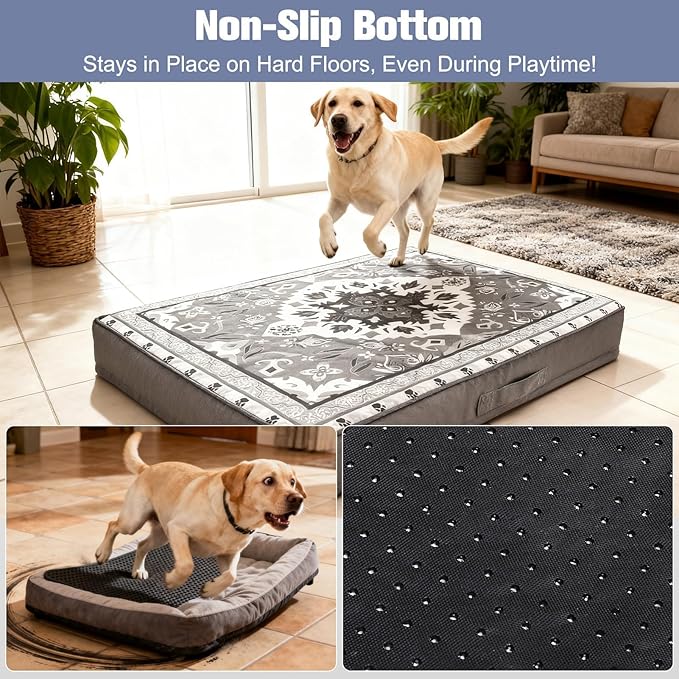 EXPAWLORER Dog Bed Small Medium Size Dogs, Waterproof Orthopedic Pet Mattress with Removable Washable Cover Non-Slip Bottom Zipper & Carry Handles, Comfy Thick Egg Crate Foam Beds Sofa 30x20x3in Grey