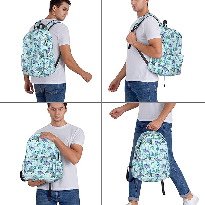 Sea Turtle Backpack for Women 16.7 inch Travel Casual Laptop Backpack Lightweight Waterproof Durable Hiking Daypack