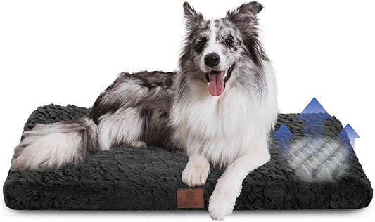 American Kennel Club Orthopedic Memory Foam Dog Crate Mat, Egg Crate Foam Cushion, Washable Cover, Non-Slip Base, Eases Joint Pain, Breathable, Durable, 36x23, Black
