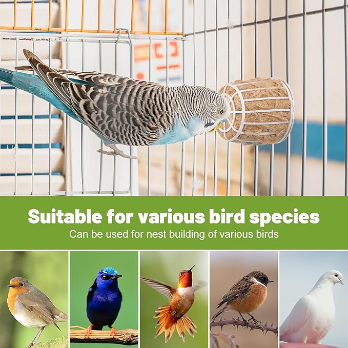 balacoo Bird Nesting Material with Basket Natural Jute and Cotton Bedding for Small Birds Parakeets Canaries Cockatiels Soft Comfortable Nesting Supplies for Garden and Home