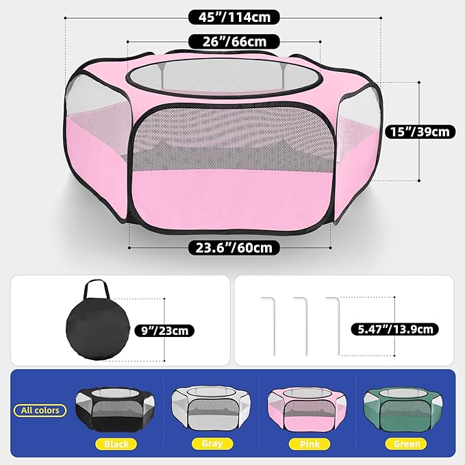 Small Animal Playpen with Mesh Cover & Waterproof Bottom Cat Tent Chicken Brooder Rabbit Guinea Pig Cage Playpen for Small Animals Indoor Outdoor Use