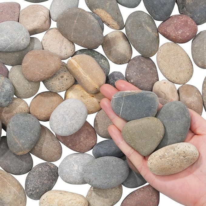 Natural River Rocks-40 lbs of Pebbles and River Stones,2-3 Inch Plant Rocks for Landscaping,Garden Paving,Crafting,Walkways,and Outdoor Decorative Stone,Mexican Beach River Rocks