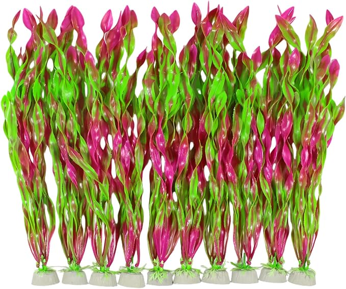 10 Pcs Artificial Aquarium Plants, Plastic Aquatic Plant Decor for Fish Tank, Stream Tank, Aquarium Landscape Decoration (30cmhd-GR)