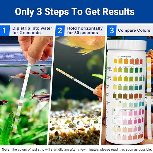 11 in 1 Aquarium Test Strips Kit | Aquarium Ammonia Test Strips | 150 Strips | Quick Accurate Freshwater&Saltwater Fish Tank Water Test Kit for Ammonia,pH,Nitrate,Nitrite,Hardness,Chlorine,Carbonate