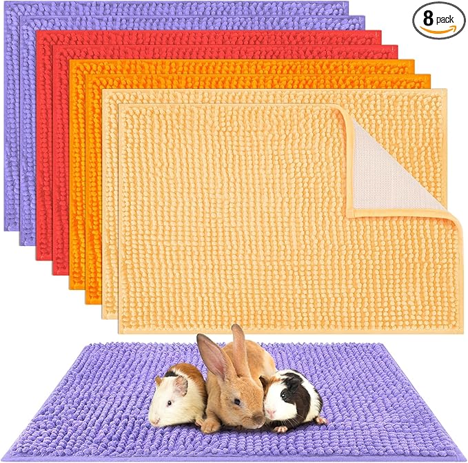 Barydat 8 Pcs Guinea Pig Cage Liner for Guinea Pig Cage Bedding Reusable Rabbit Mat Pad Washable Training Pad Animal Sleeping Bedding Mat(24x16'',Beige, Brown, Red, Orange)