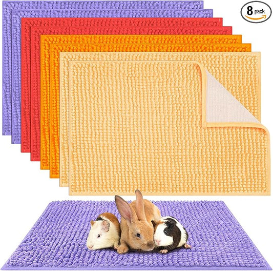 Barydat 8 Pcs Guinea Pig Cage Liner for Guinea Pig Cage Bedding Reusable Rabbit Mat Pad Washable Training Pad Animal Sleeping Bedding Mat(24x16'',Beige, Brown, Red, Orange)