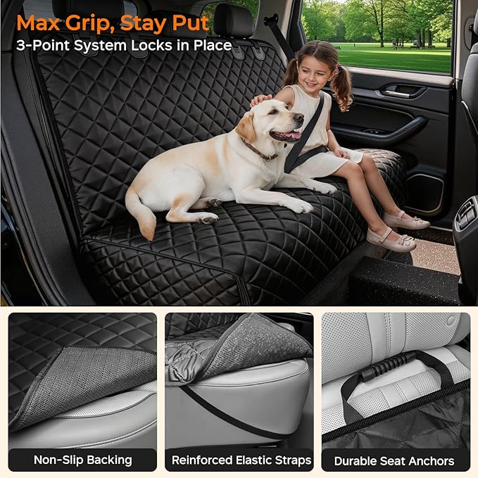 URPOWER Dog Car Seat Cover for Back Seat, Waterproof Car Seat Protector for Child Carseat & Pets, Nonslip Car Seat Covers for Full Size SUVs & Trucks