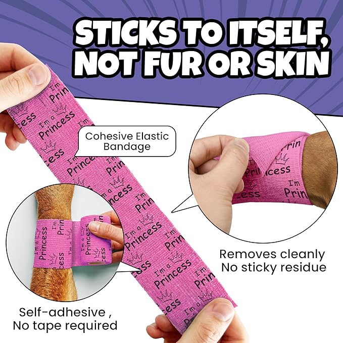 rubyloo Vet Wrap for Dogs – Funny Dog Bandage for Wounds - 12 Pack of 2" Self-Adhesive Vet Tape - Breathable Pet Wrap Bandage for Hot Spots & Injuries, Dog First Aid Kit Supplies - Oops Wraps