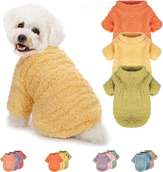 Dog Sweater, 3 Pack Sweaters for Small Dogs Girl, Dog Clothes for Medium Dogs Male or Boy, Ultra Soft and Warm Puppy Coat for Winter Christmas (X-Large, Orange+Yellow+Green)