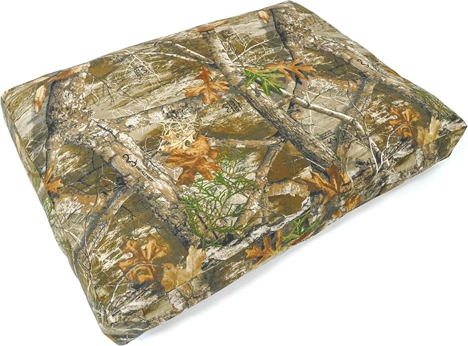 WHITEDUCK Outdoor Dog Bed Heavy-Duty 12oz Canvas, Water-Repellent Cotton, Machine Washable Removable Cover with Full-Length Zipper, Dog Bed for Large Dogs & Crate, Real Tree 36" Lx27 Wx4 th (L)