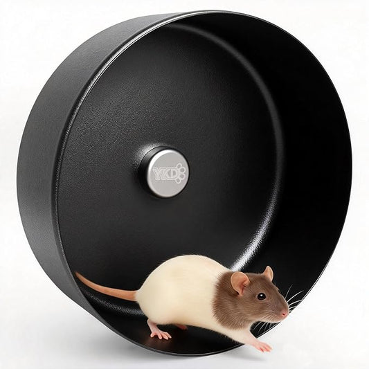 11.8" Silent Rat Exercise Wheel, Chinchilla Aluminum Alloy Noiseless Running Wheel for Fancy Rat, Chinchilla, Syrian Hamsters, Hedgehogs and Small Pets (Bracket-Black)