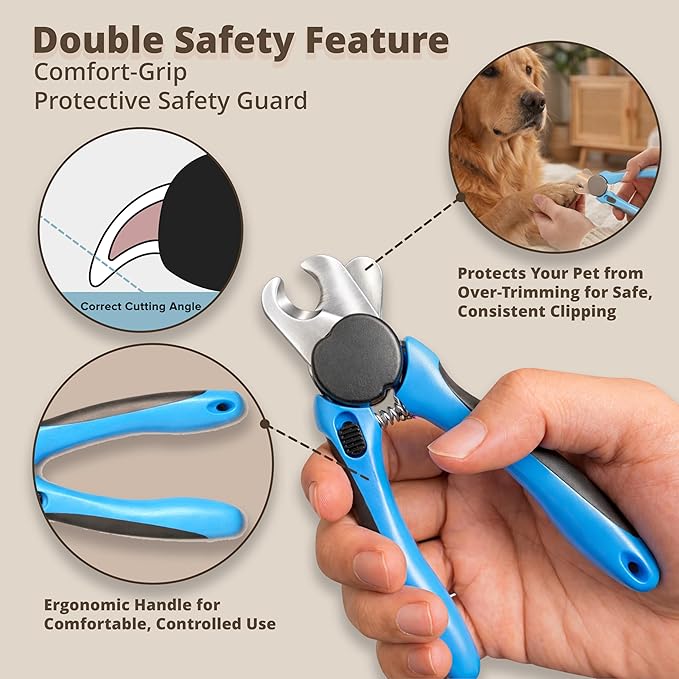 LED Dog Nail Clipper with Light & Safety Guard, Professional Pet Nail Trimmer with Quick Sensor, Extra Sharp for Thick Nails, for Large & Small Dogs and Cats (Medium-Large Without LED)