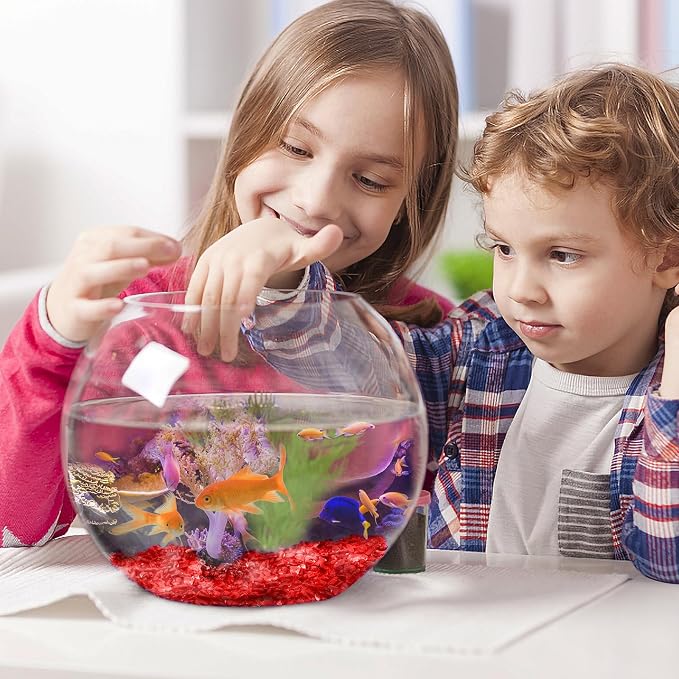 Keedolla 2 lbs/900g Clear Glass Pebbles Marble Aquarium Fish Tank Rocks Gravel for Turtle Tank, Vase Fillers, Christmas Decoration - Red