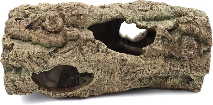 Reptile Terrarium Hideout Decor, Resin Wood Hide, Large | For Reptiles, Fish, Amphibians, Small Animals