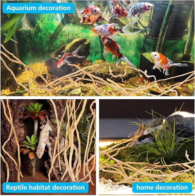 Hamiledyi Natural Driftwood for Aquarium Decor - Red Moor Wood 10"-15" Long Assorted Shapes (200g) Safe Branches for Fish Tank & Reptile Habitat - Natural Aquarium Wood Decorations (Delicate branches)