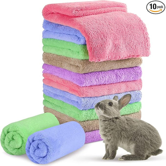 10 Pieces Guinea Pigs Blankets Hamster Fleece Cage Liners Soft Guinea Pig Accessories Small Animal Pet Blanket Sleep Bedding Mats Pet Supplies for Dog Puppy Cat (Mixed Colors, 13.8 x 29.5 Inch)