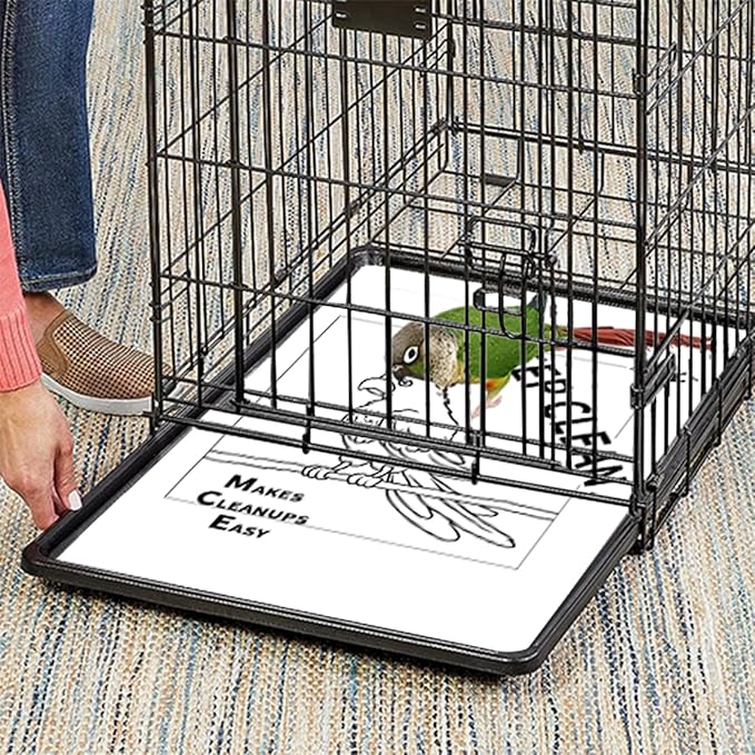 Bird Cage Liners, Bird Cage Paper Liners, 50pcs Disposable Cage Liners, Pre-Cut Bird Cage Liners for Parrot, Parakeet, Conure, Cockatiel, Kraft Paper Cage Liners, 17 X 11 inch, White
