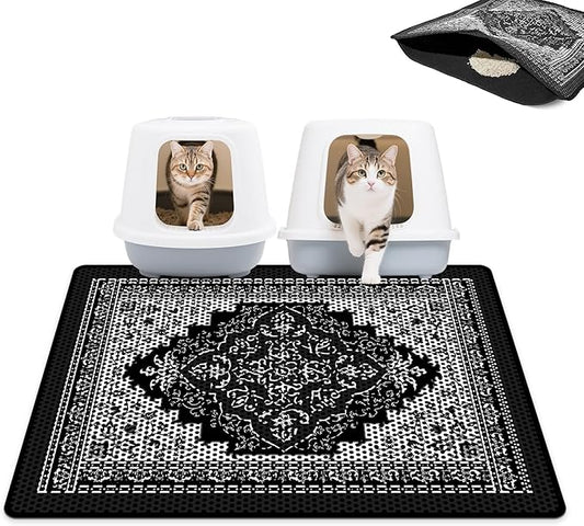 Cat Litter Mat 24"x29.5" Double Layer Waterproof Litter Box Mat Washable Litter Trapping Mat