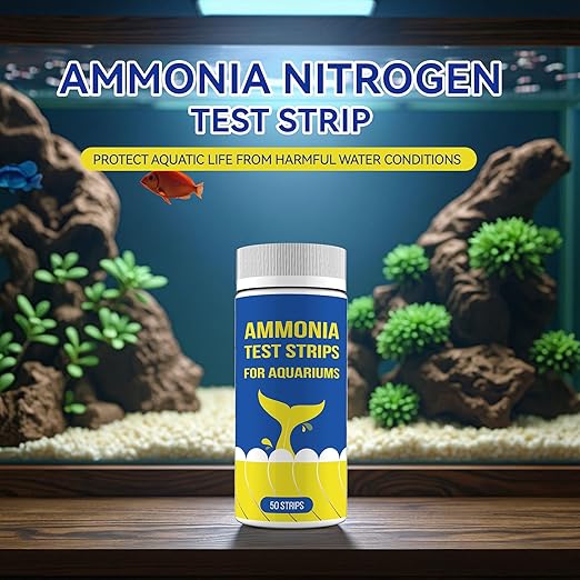 Ammonia Fish Tank Test Strips(50 Count)-Monitor Aquariums and aquaculture Ponds Water Quality for Saltwater & Freshwater