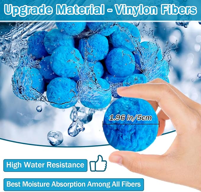 4.8 lbs Pool Filter Balls for Sand Filter Pump, Reusable Eco-Friendly | New Upgrade Efficient Swimming Pool Filter Sand Alternative(Equals 150 lb Pool Filter Sand), Fiber Media Blue Balls