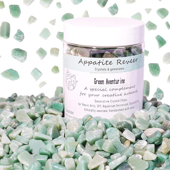 Green Aventurine Crystal Chips 1lb 600+Pcs Natural Tumbled Stones Polished Irregular Shaped Tumbled Gemstone for Healing Crystals & Fish Tank Rocks Gravel,Vase Filler,Plants Decor