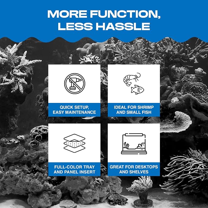PENN-PLAX Water-World Radius Desktop Nano Aquarium Kit – Come with LED Light, Internal Filter, and Mat – Perfect for Shrimp and Small Fish – 5 Gallon Tank