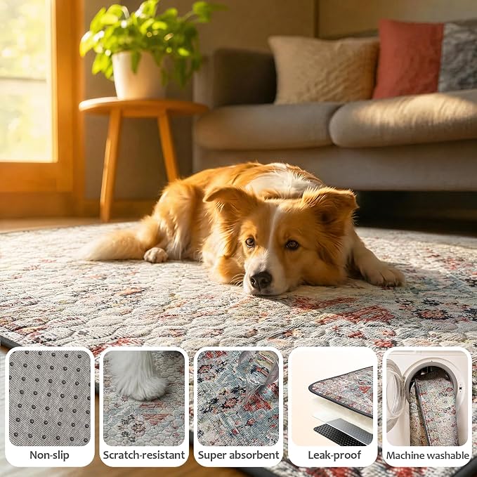 Washable Pee Pads for Dogs, Reusable Puppy Potty Training Pads, Ultra-Absorbent Thick Waterproof Leak-Proof Non-Slip Pads & Mat for Crate, Playpen, Floor, Whelping & Housebreaking , 2 Pack 18"x24"