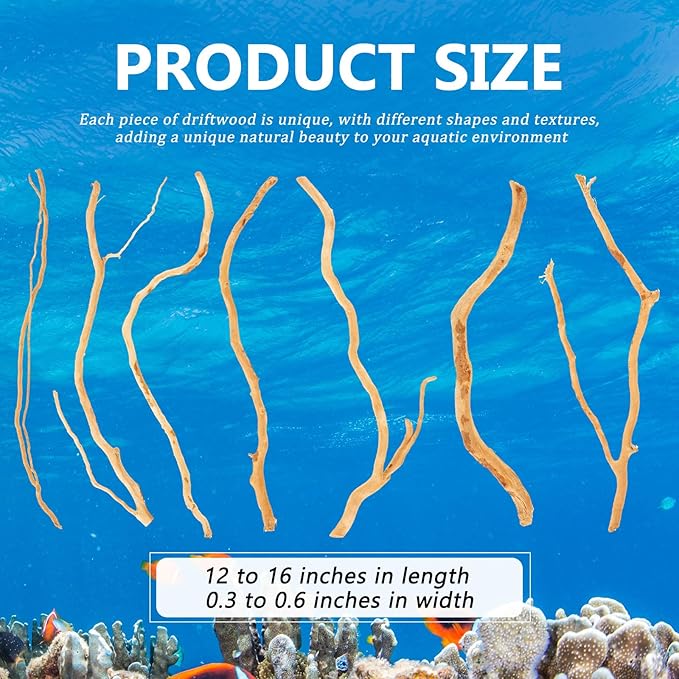 250g Natural Driftwood for Aquarium 12''-16'' Reptile Branches Terrarium Wood Long Driftwood for Aquarium Assorted Shapes Natural Decor