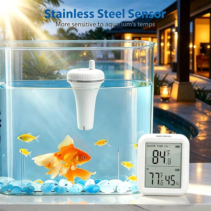 INKBIRD Pool Thermometer Wireless，Pool Temperature Thermometer Floating Easy Read for Swimming, Hot Tub, with Indoor Receiver for Temperature Reading